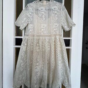 Avantlook High Neck Lace Mini Dress